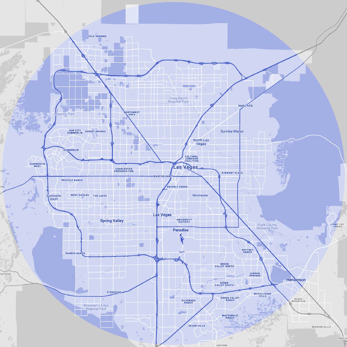 Nothing But Water Heaters Las Vegas Service Area Map